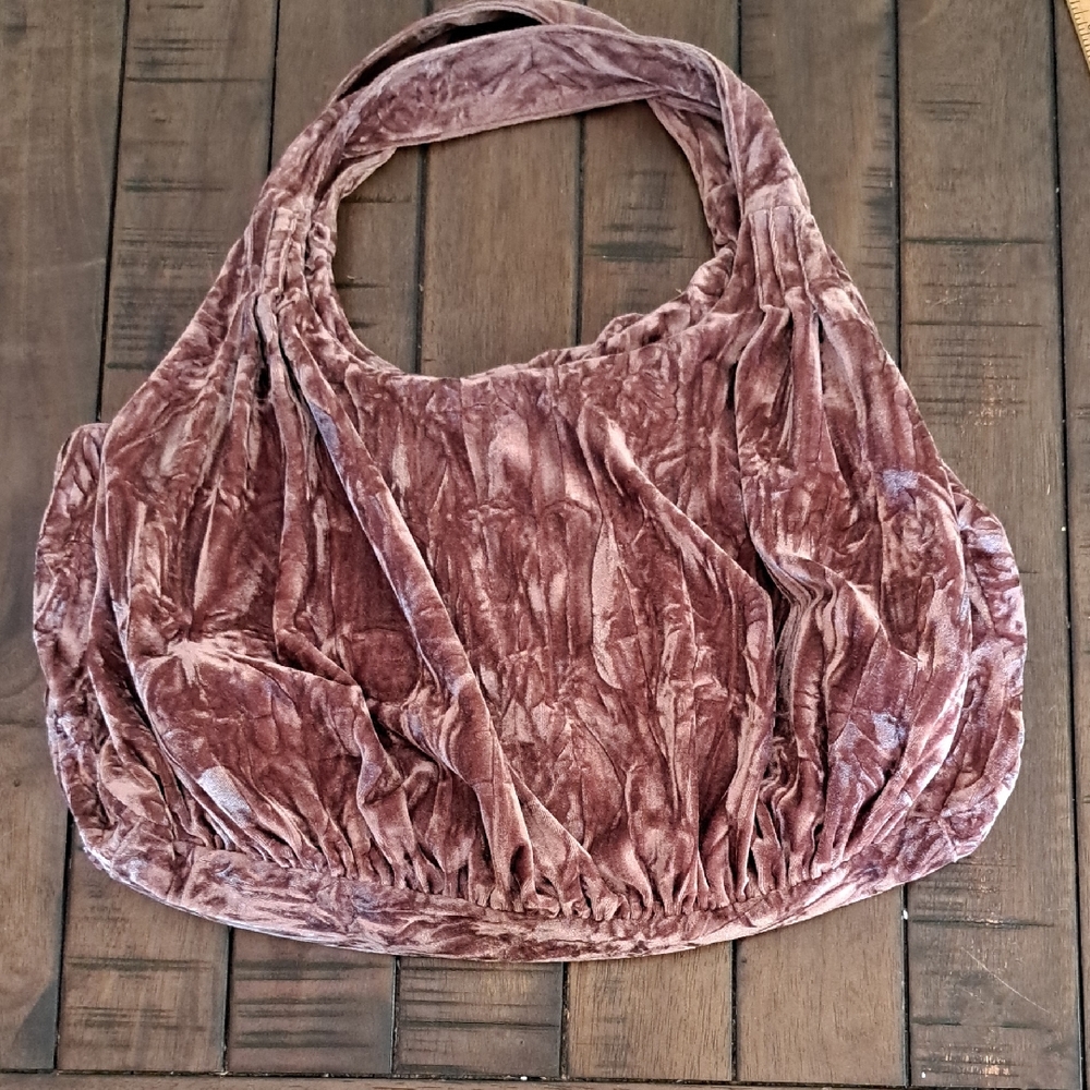 Plush Crushed Velvet Mauve Hobo Bag